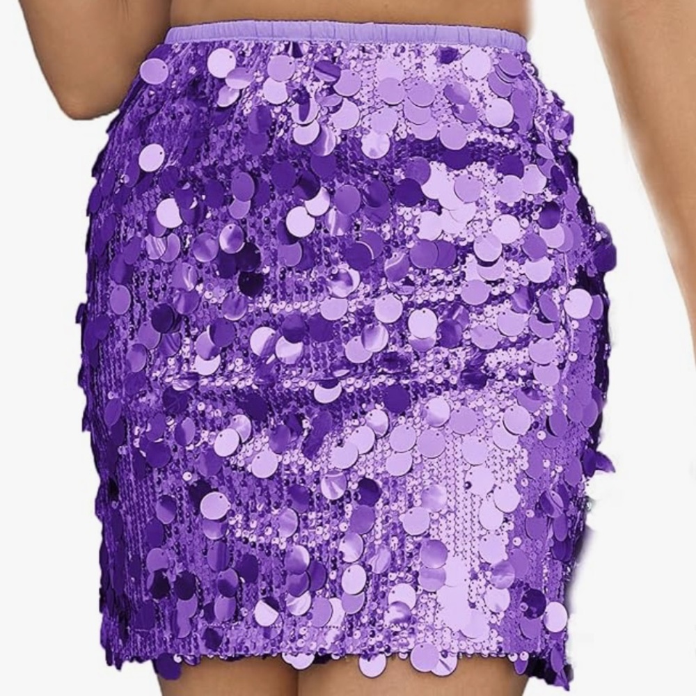 Purple Sequin Mini Skirt